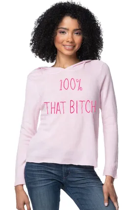 100% Cashmere Hoodie Sweater with Embroidery Stitch 100% That Bitch