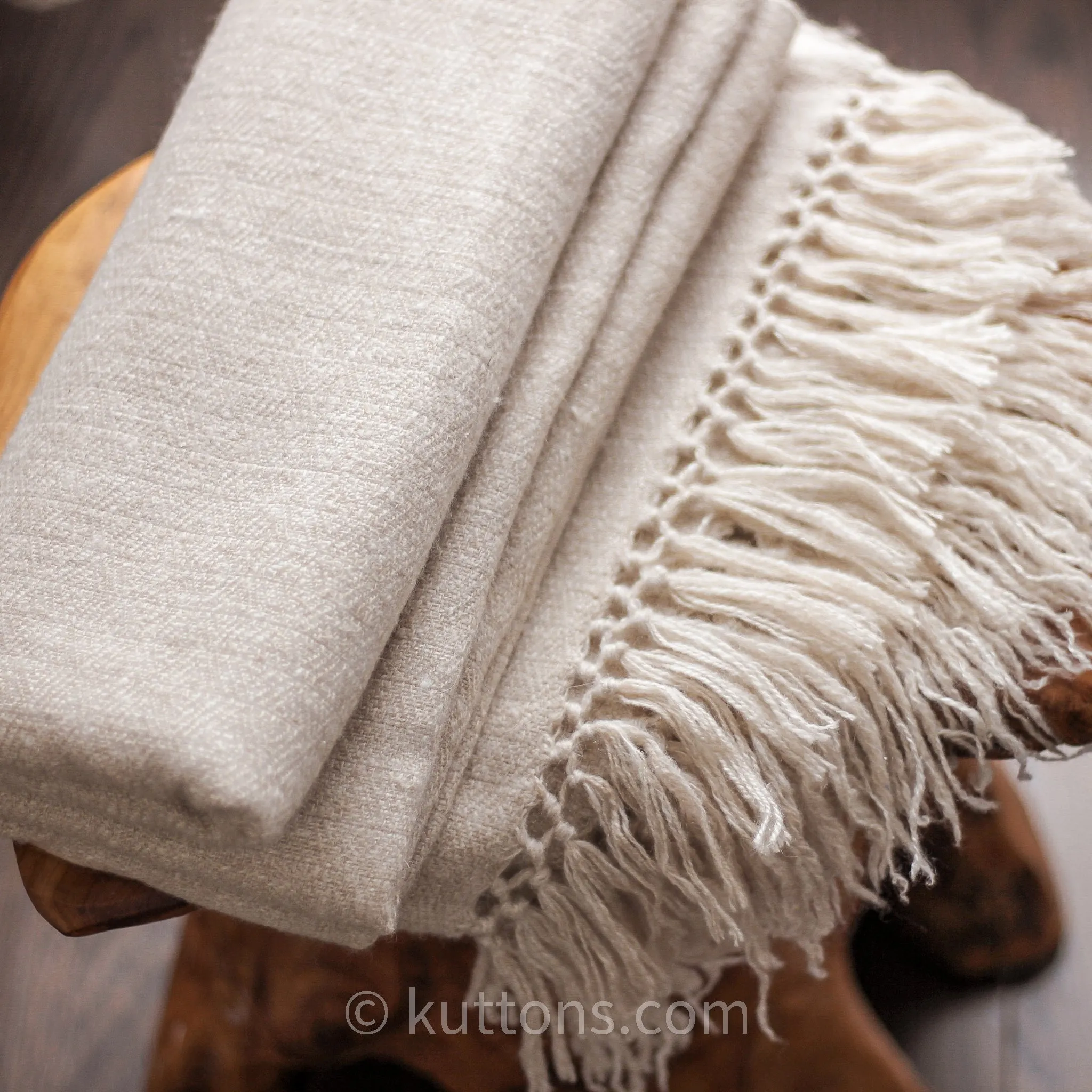 100% Pure Cashmere Shawl Wrap (2-Ply) - Handspun & Handwoven Softest Pashmina Wool from Ladakh Himalayas | Cream, 23x78"