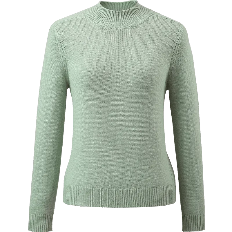 100% Wool All-Match Mock Neck Sweater