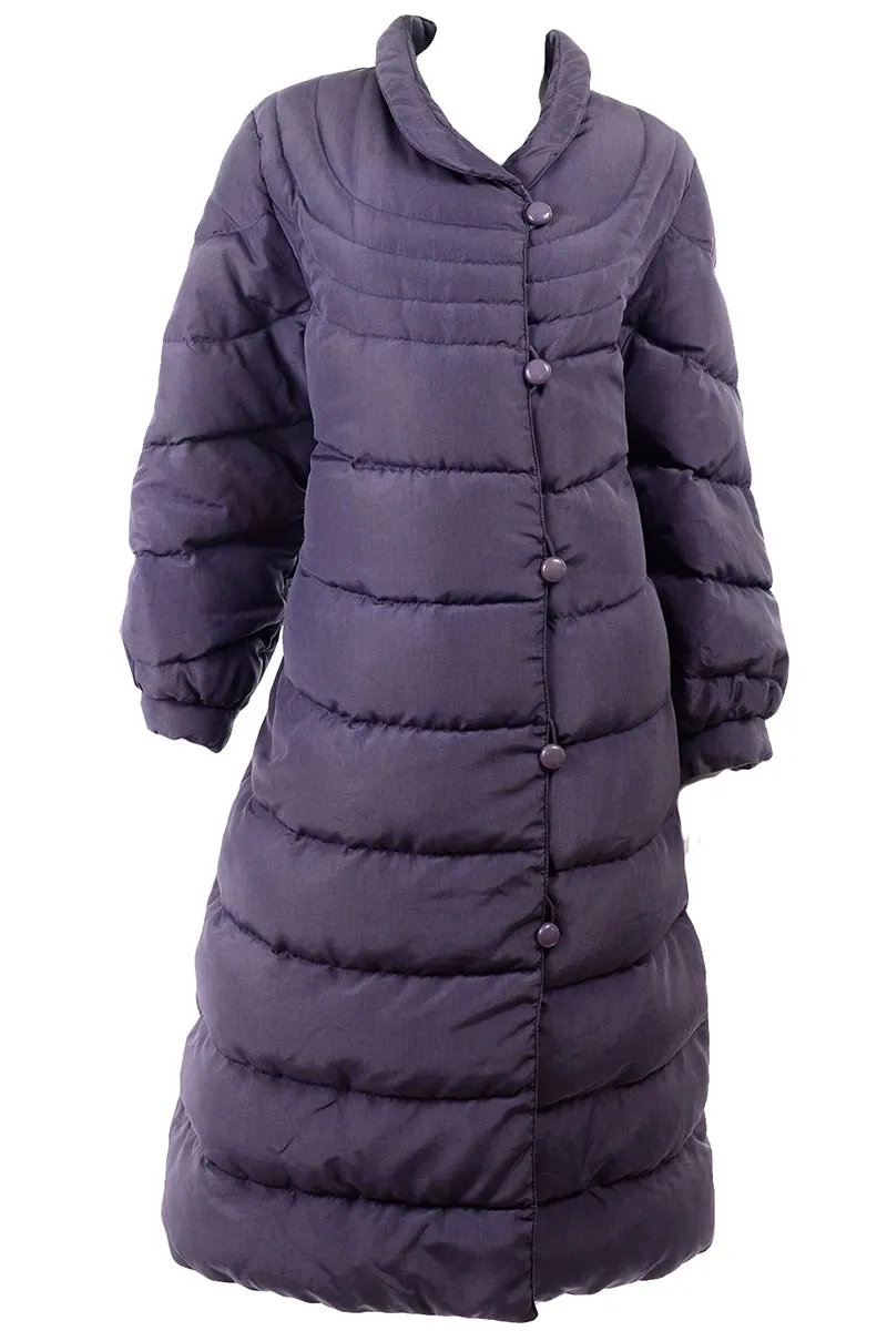 1980s Purple Quilted Bill Blass Vintage Puffer Coat