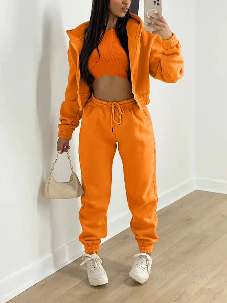 3PC Sweatshirt Hooded Casual Set