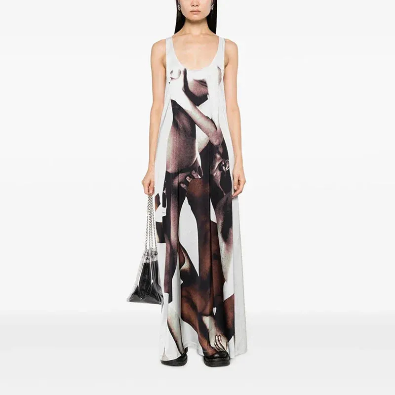 Abstract Sexy Seduce Tank Camisole Wild Printed Maxi Dress Casual Streetwear Wear