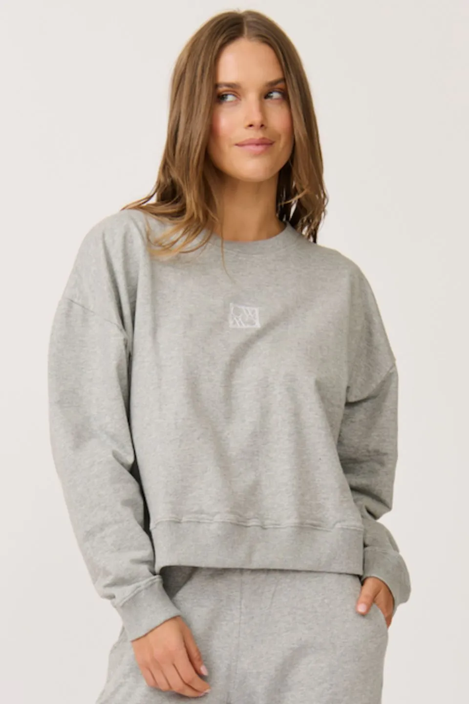 Ada Mist Marle Logo Slim Crew Sweater