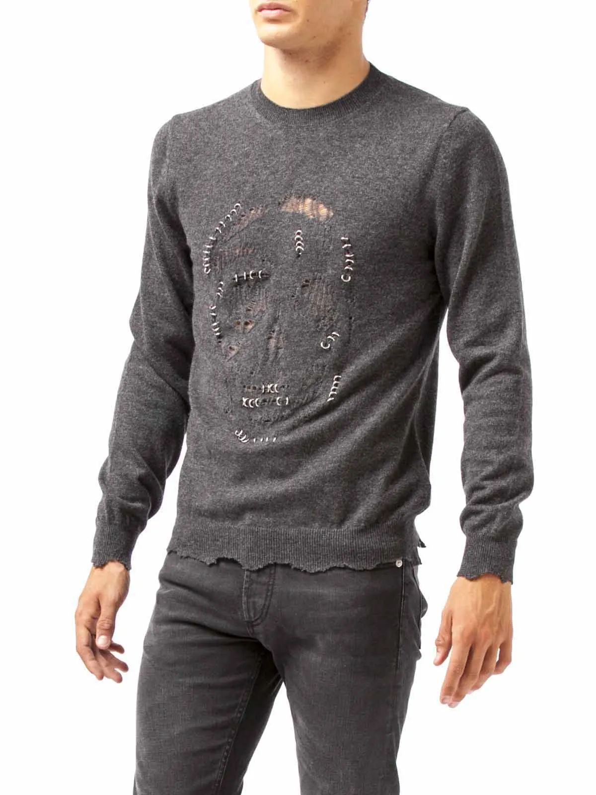 Alexander McQueen Skull Pierced Crewneck Jumper