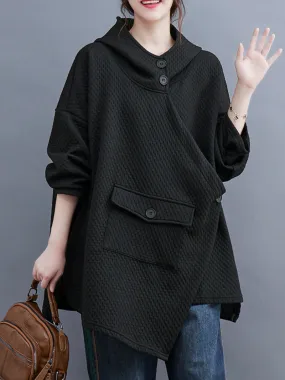 Autumn and Winter Casual Loose Button Sweater With Pocket