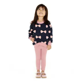 Aya Pink Bow Sweatshirt Legging Set