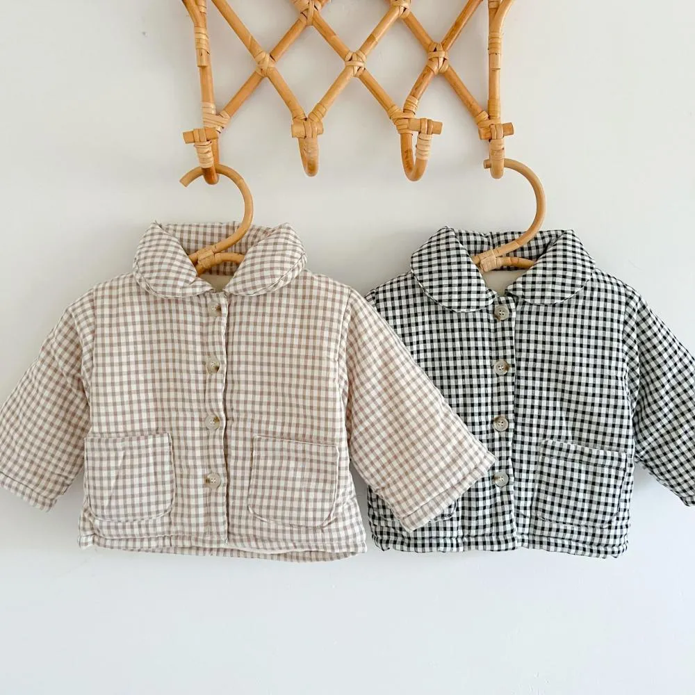 Baby Plaid Quilted Warm Padded Jacket Winter Jacket For Boys and Girls Wholesale Baby Clothes