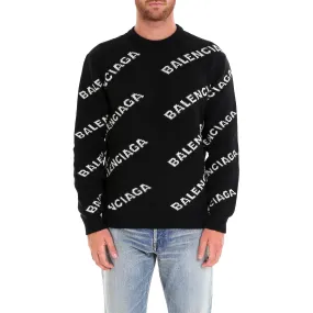 Balenciaga Logo Print Crewneck Jumper