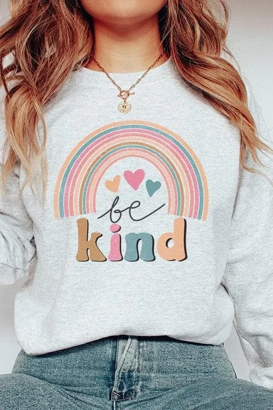 Be Kind Cute Rainbow Graphic Sweatshirt