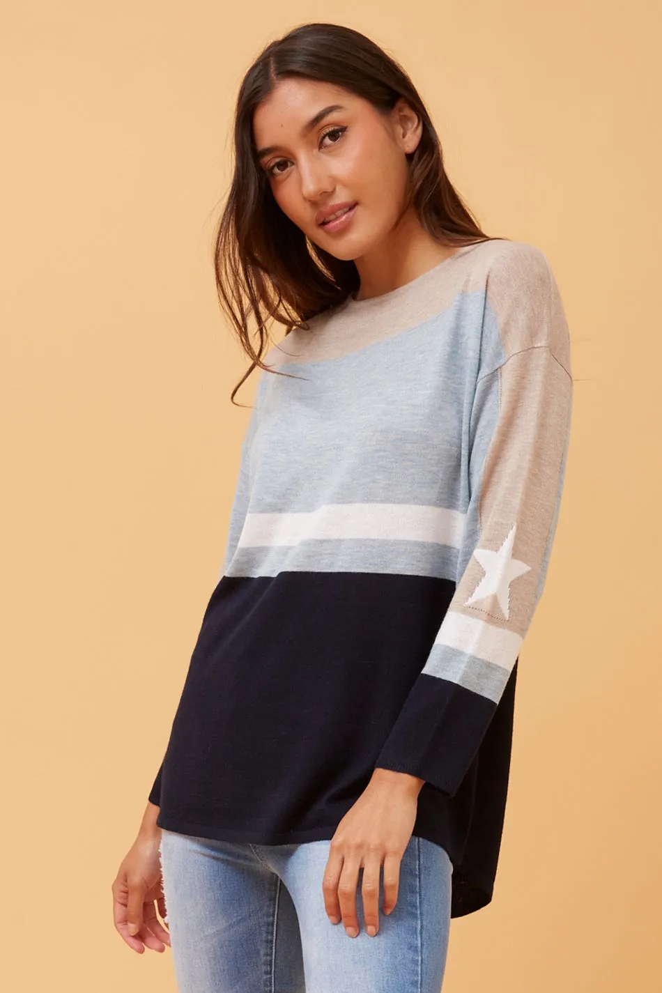 BEA COLOUR BLOCK KNIT JUMPER