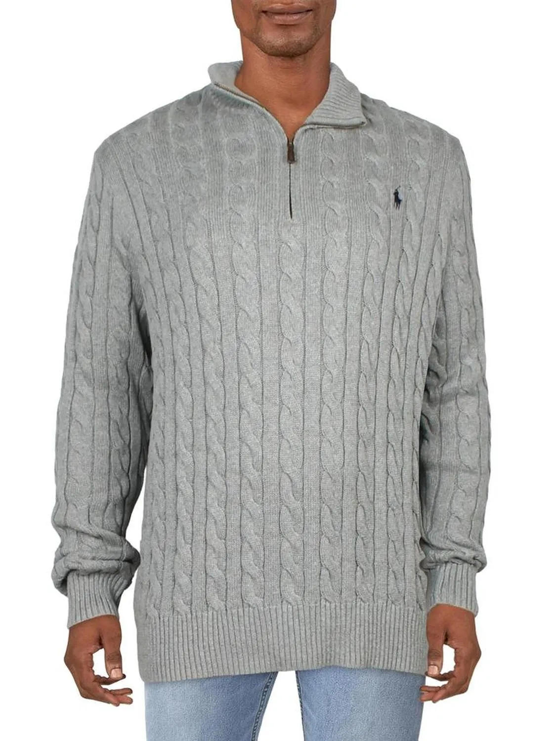 Big & Tall Mens Cable Knit Mock Turtleneck Sweater