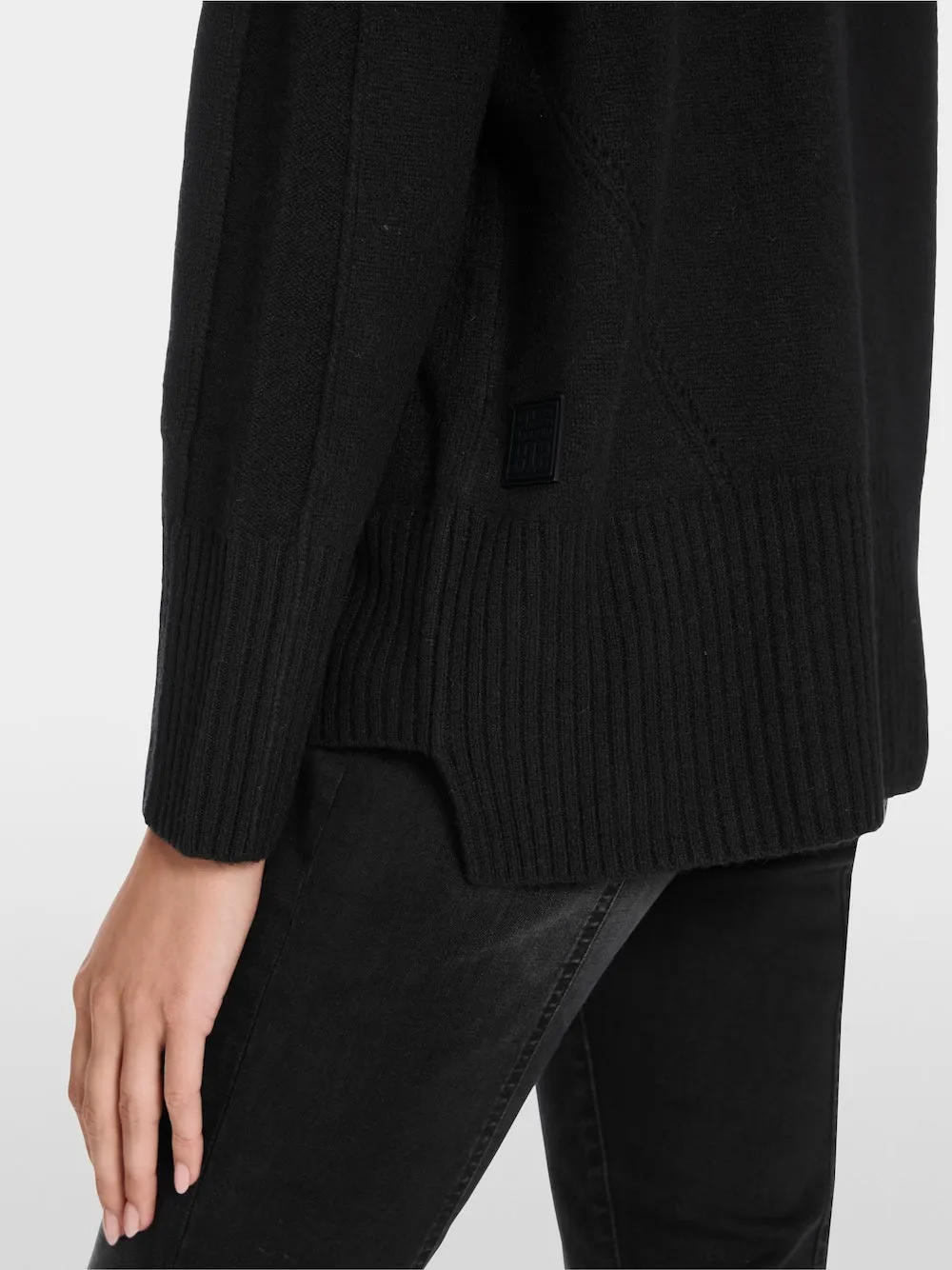 Black Cashmere Blend Polo Neck Sweater