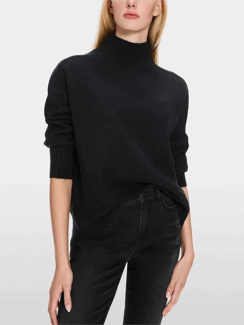 Black Cashmere Blend Polo Neck Sweater