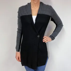 Black Charcoal Smoke Grey Cashmere Cardigan Medium