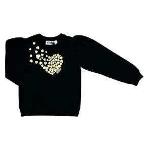 Black Long Hearts Print Sweatshirt