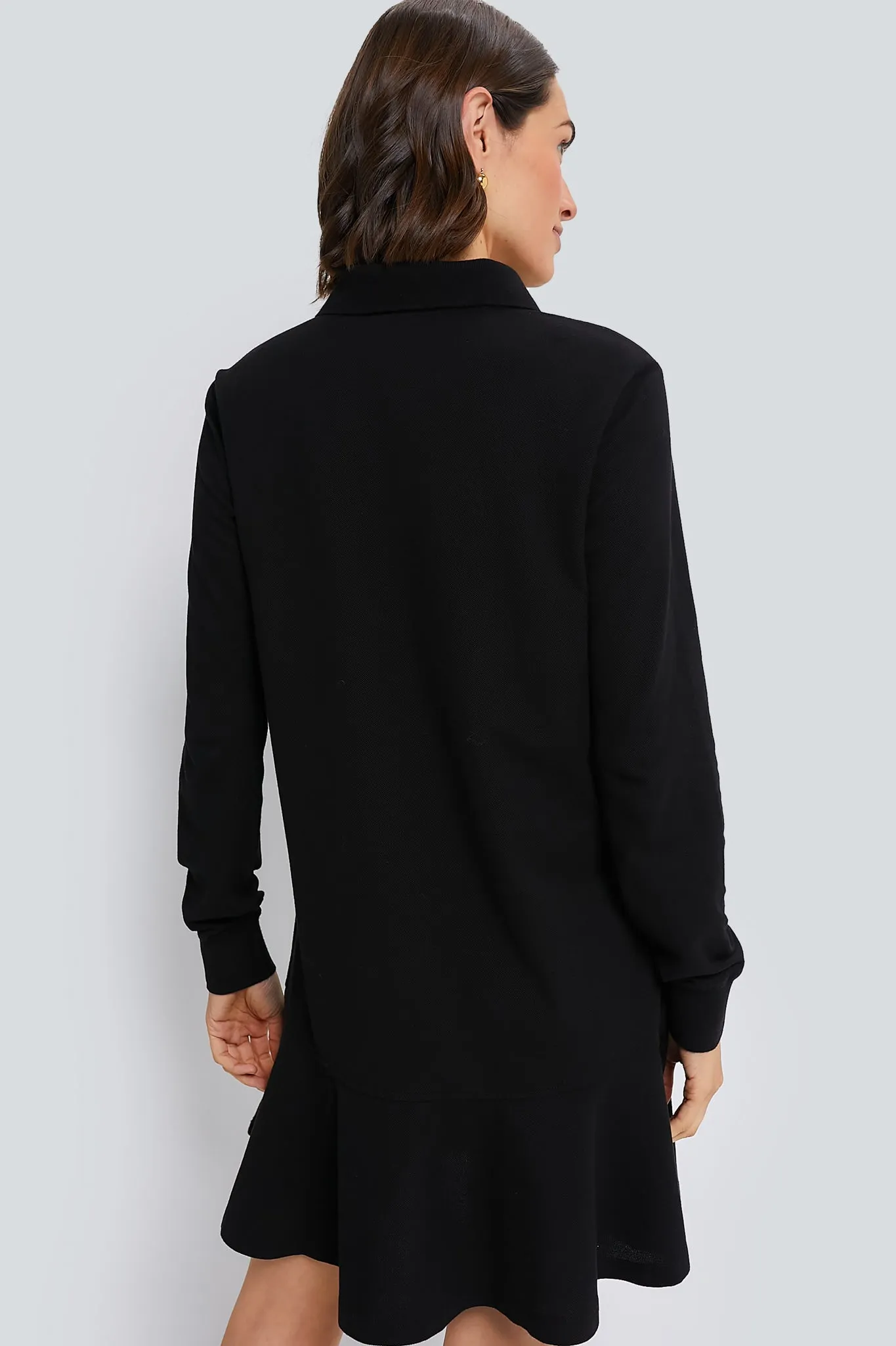 Black Long Sleeve Pique May Polo Dress