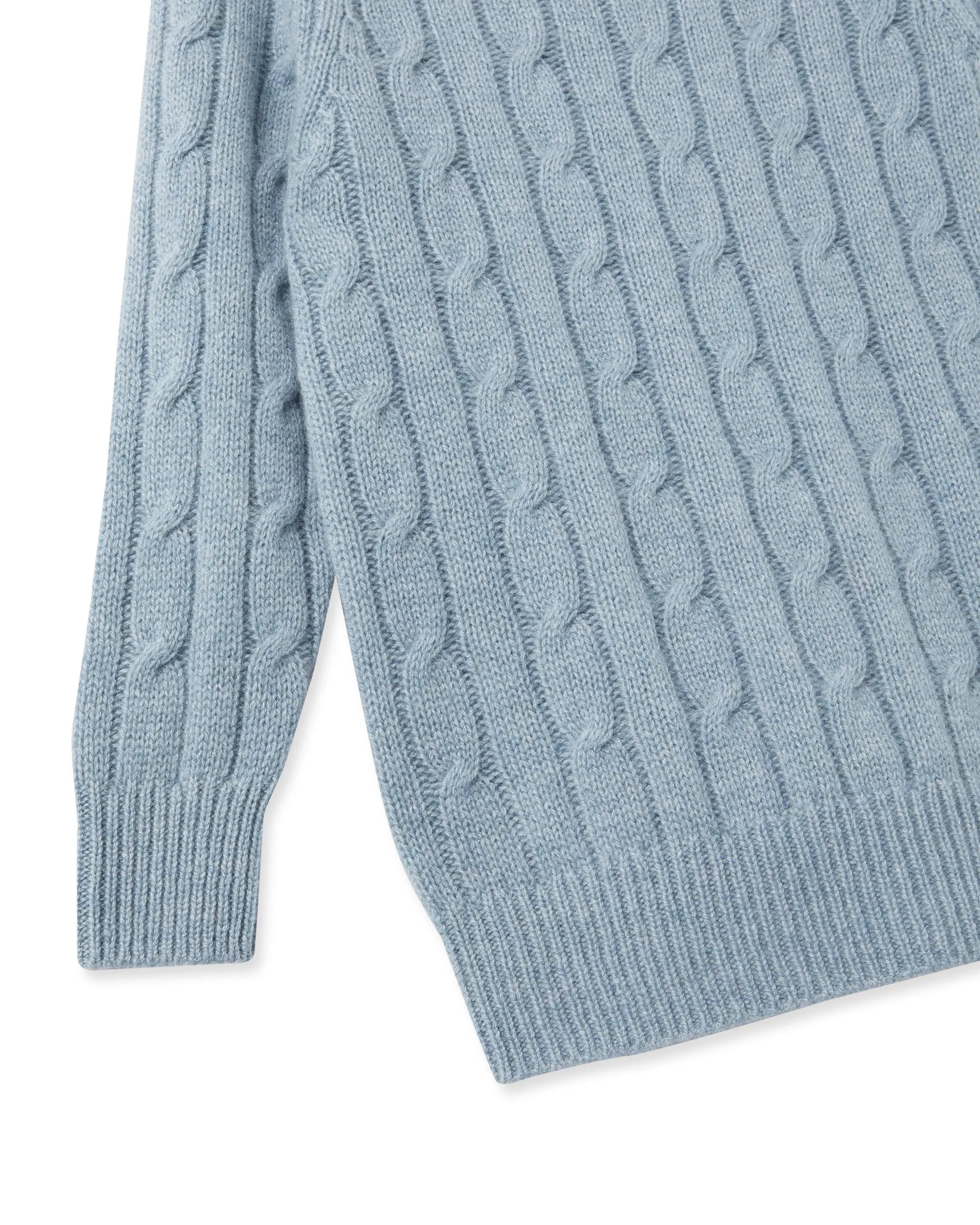 Boys Cable Roll Neck Cashmere Jumper Heather Blue