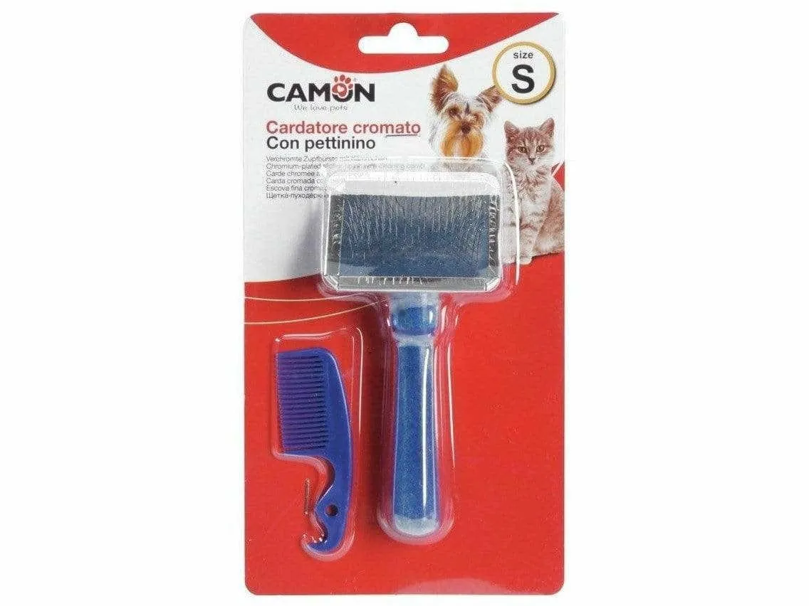 Camon Chrome-plated slicker brush with comb