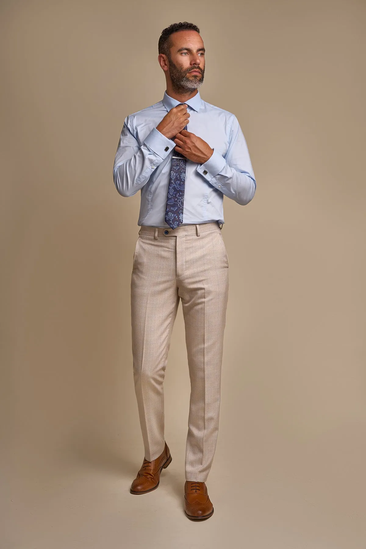 Caridi Beige Tweed Trousers