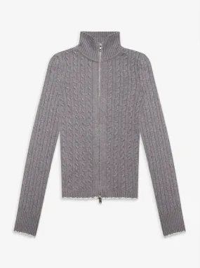 Carter Cable Knit Sweater in Heather Grey