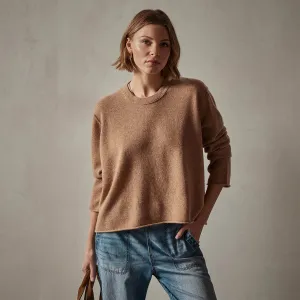 Cashmere Boxy Crew - Caramel