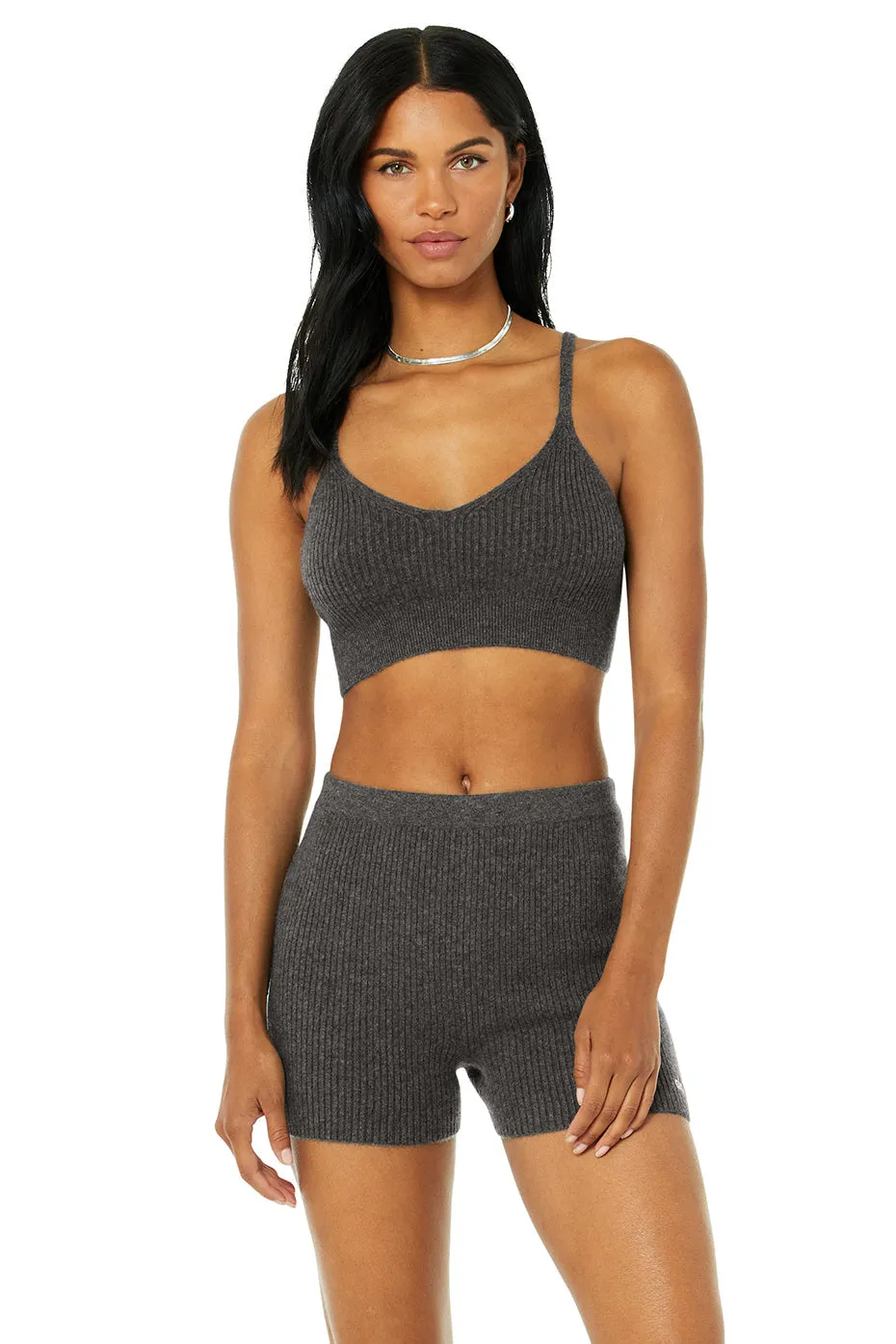 Cashmere Ribbed Staycation Bra - Cozy Grey Heather