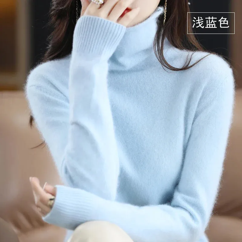 Cashmere Sweater Women's High Neck Pullover