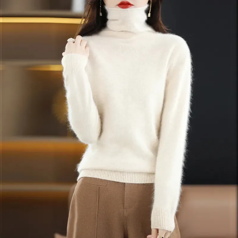 Cashmere Sweater Women's High Neck Pullover