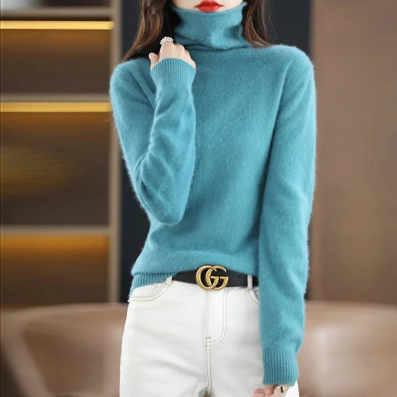 Cashmere Sweater Women's High Neck Pullover