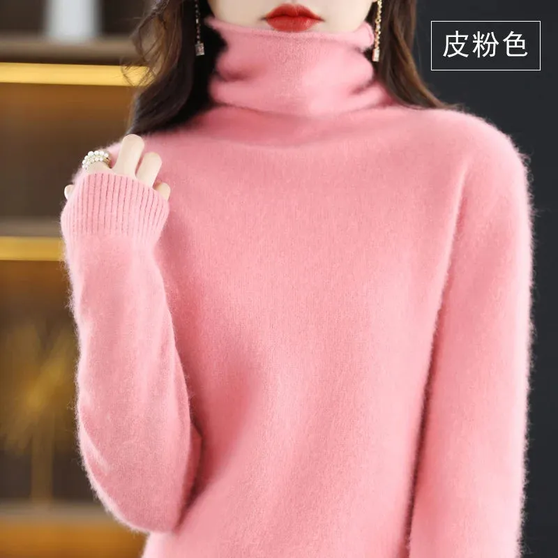 Cashmere Sweater Women's High Neck Pullover