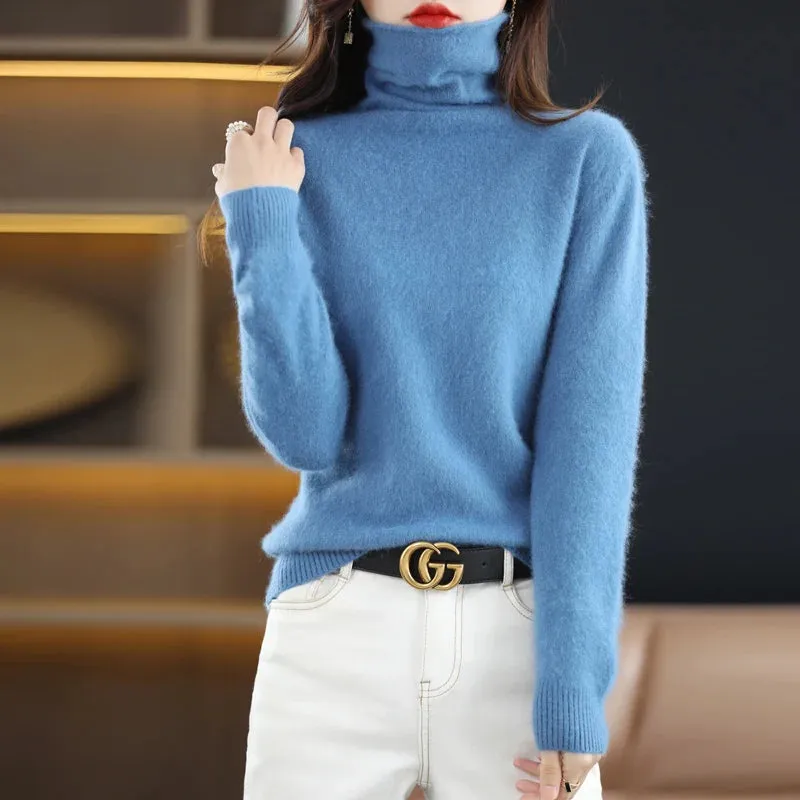 Cashmere Sweater Women's High Neck Pullover