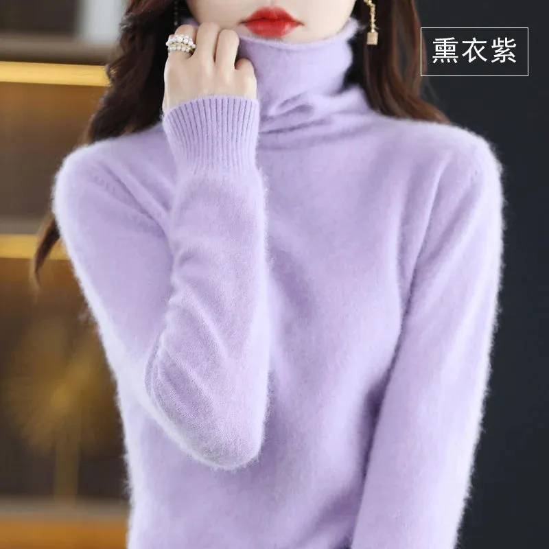 Cashmere Sweater Women's High Neck Pullover