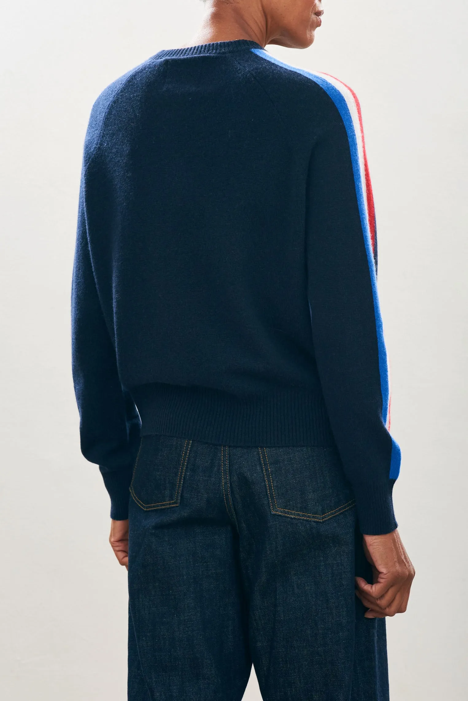 Cashmere Wool Ski Sunday Sweat in Navy