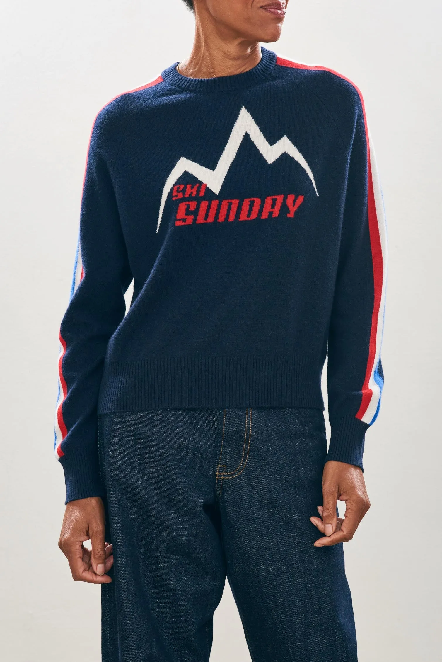 Cashmere Wool Ski Sunday Sweat in Navy