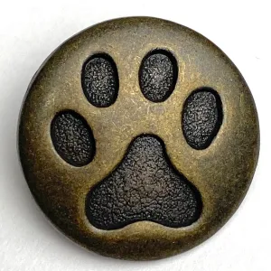 Cat Paw Antique Brass 13/16" Shank Back Metal Button 20mm  #FJ-44