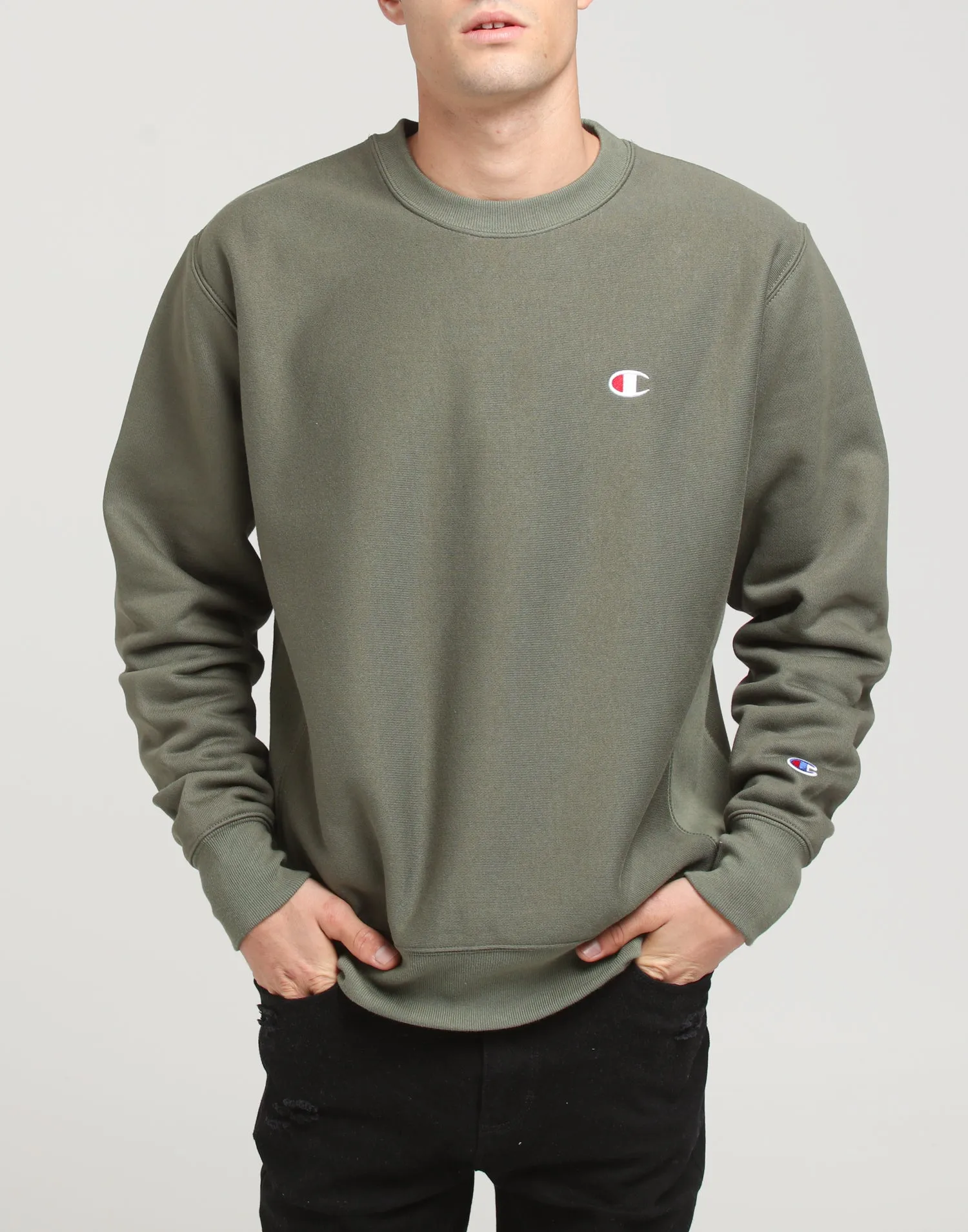 Champion Rev Weave Crew Cargo Olive