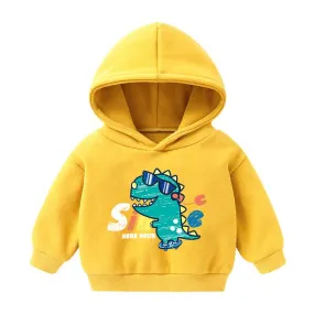 Children's Hooded Sweatshirt Fleece-lined Autumn And Winter Cartoon Printed Long-sleeved Top