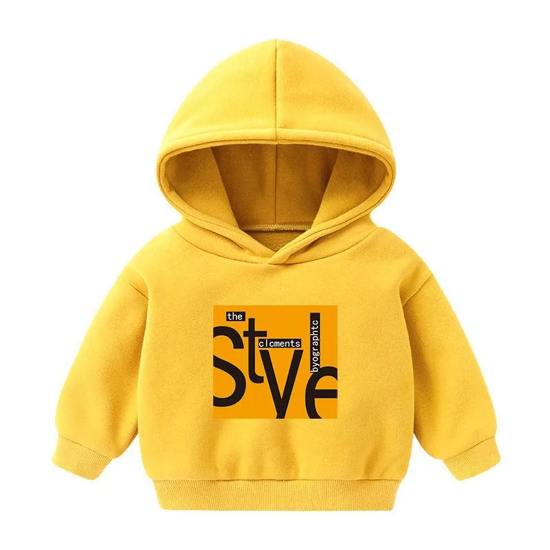 Children's Hooded Sweatshirt Fleece-lined Autumn And Winter Cartoon Printed Long-sleeved Top