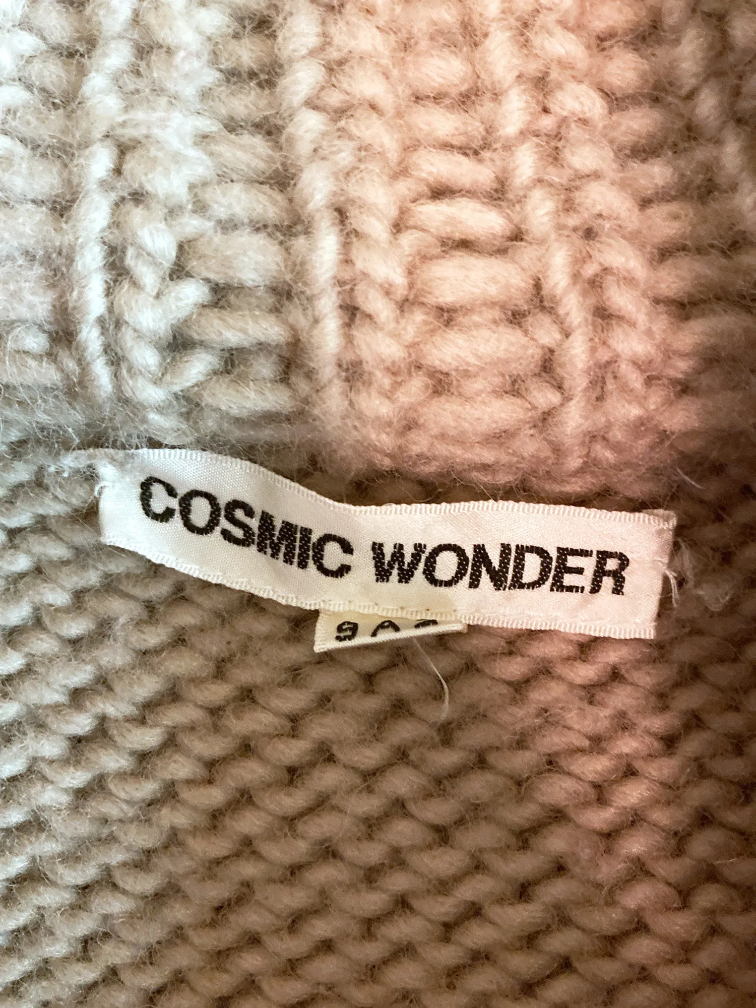 Cosmic Wonder 1990s-2000s beige wool shawl collar jumper with big plastic button