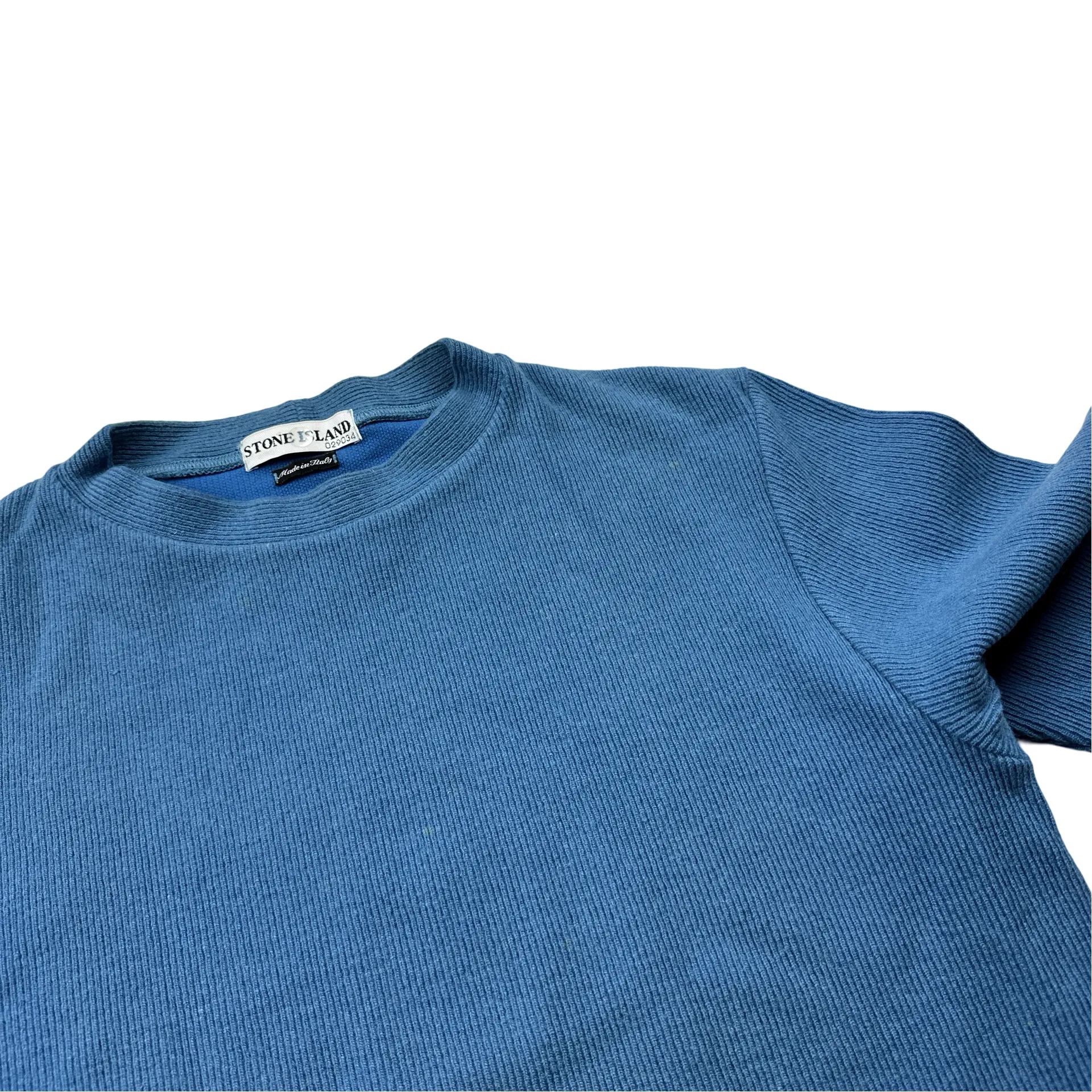 CP Company 2000 Boxy Fit Wool Blend Blue Crewneck Jumper - Small