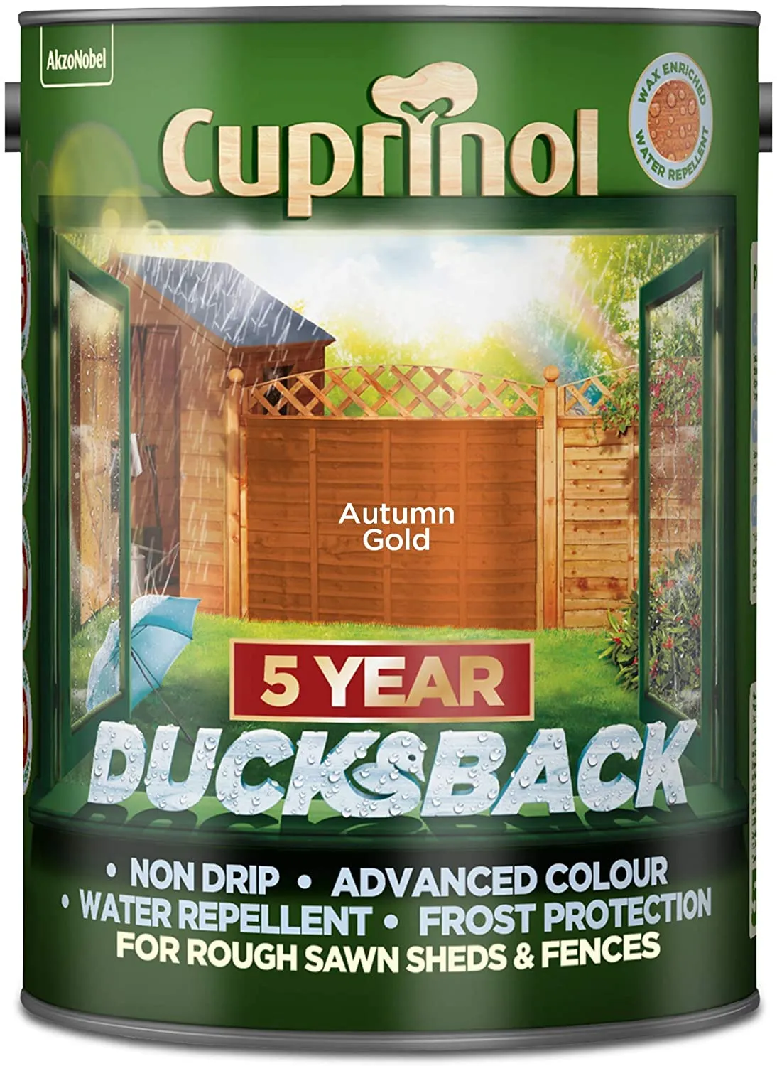 Cuprinol Ducksback 5 Year Waterproof for Sheds and Fences - Autumn Gold 5 Litre