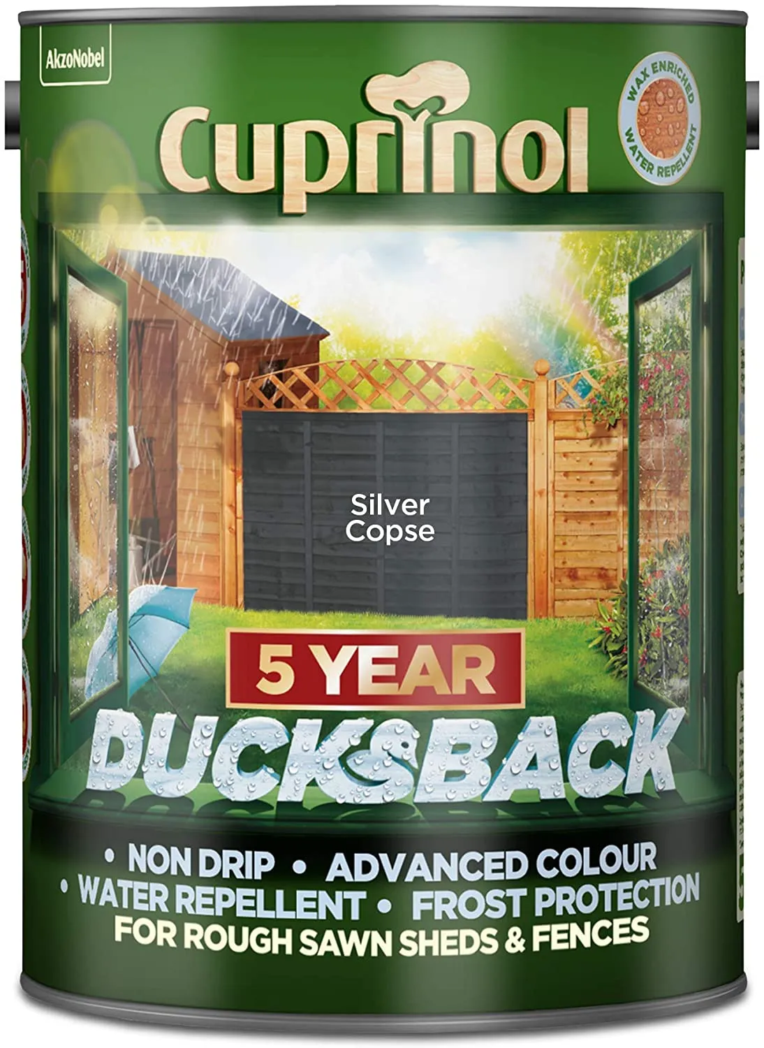 Cuprinol Ducksback 5 Year Waterproof for Sheds and Fences - Silver Copse 5 Litre