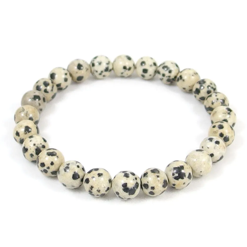 Dalmatian Jasper Beaded Crystal Bracelet