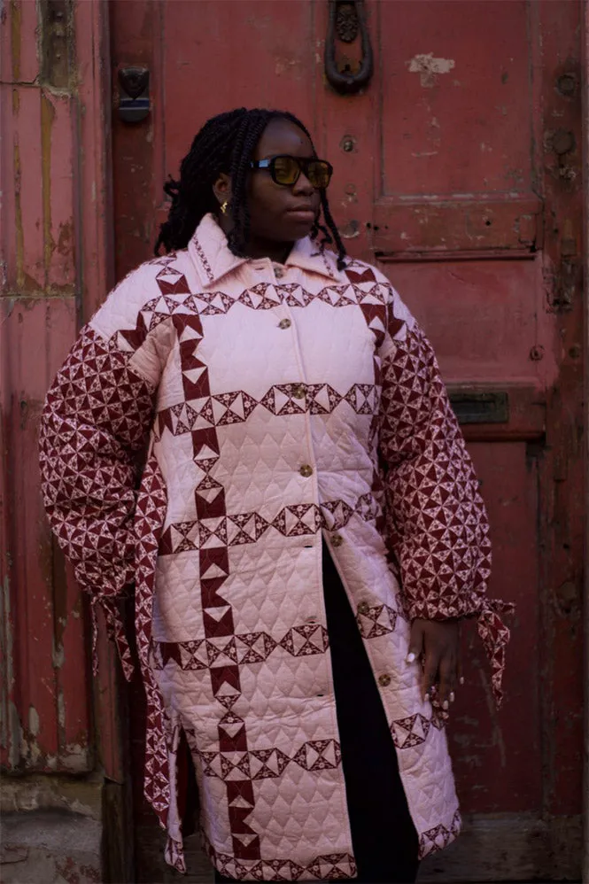 Damson Madder Dahlia Pink and Red Quilted Coat