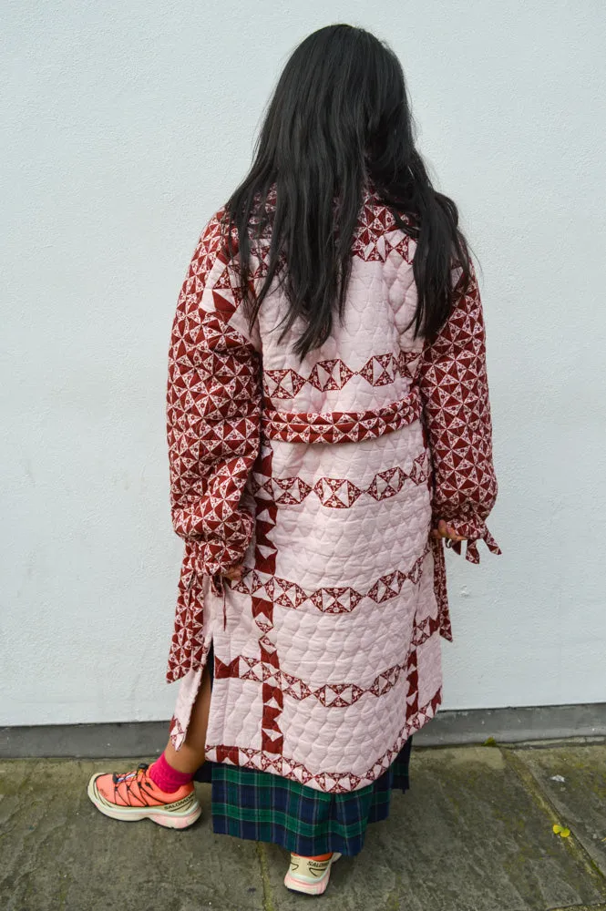 Damson Madder Dahlia Pink and Red Quilted Coat