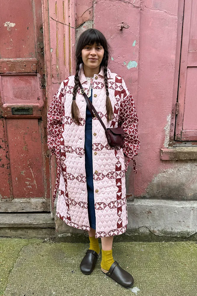 Damson Madder Dahlia Pink and Red Quilted Coat