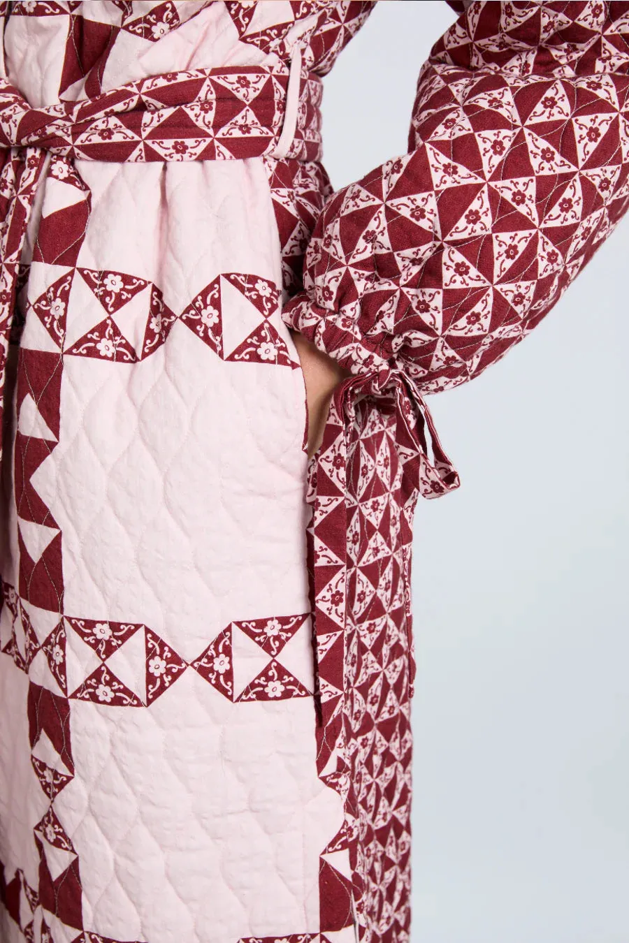 Damson Madder Dahlia Pink and Red Quilted Coat