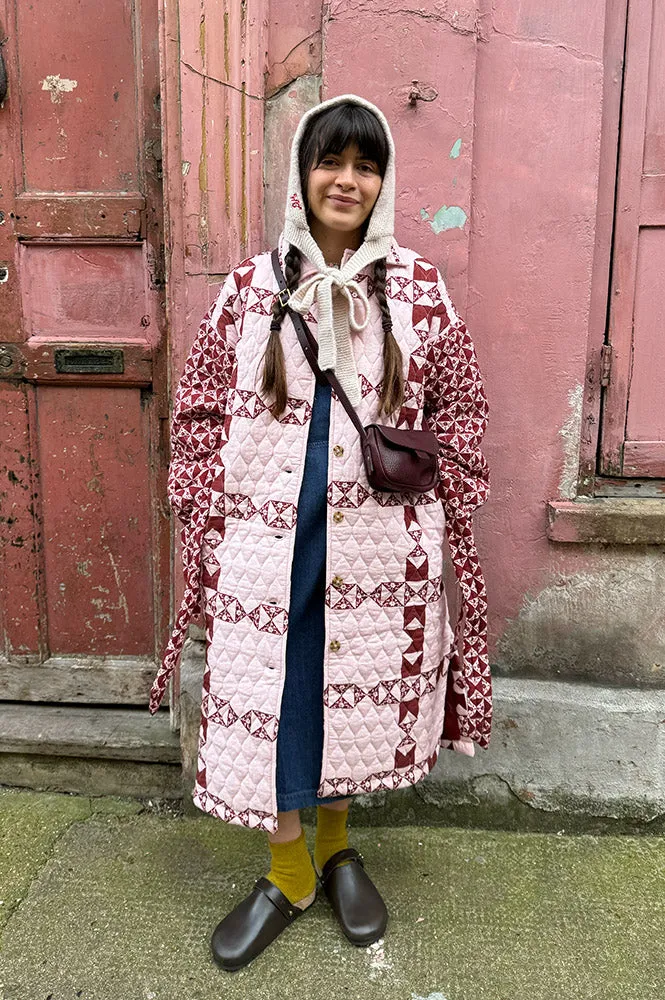 Damson Madder Dahlia Pink and Red Quilted Coat