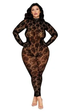 Diamond Full Coverage Gloved Bodystocking Plus Size