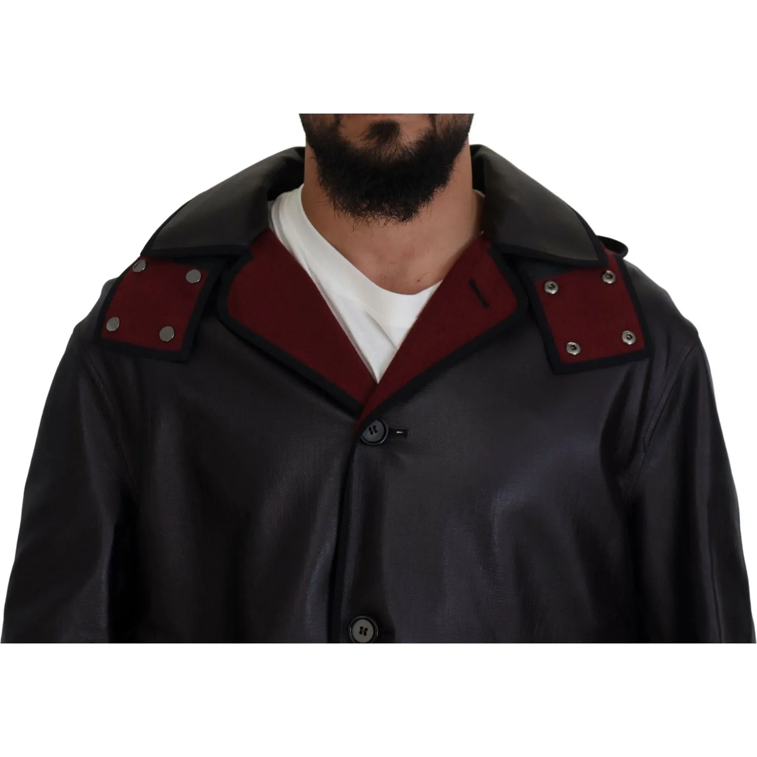 Dolce & Gabbana Elegant Hooded Parka Coat in Black and Bordeaux